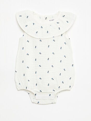 Tutina smanicata in doppia garza di cotone