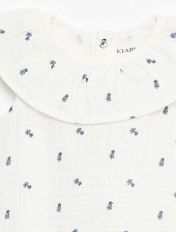 Tutina smanicata in doppia garza di cotone