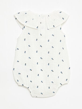 Tutina smanicata in doppia garza di cotone