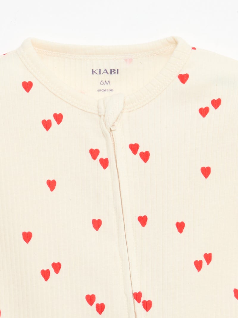 Tutine leggero con zip maniche corte all-over Beige - Kiabi