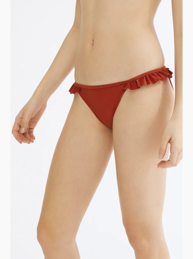 Tuva frill side slip bikini penti Terracotta - Kiabi