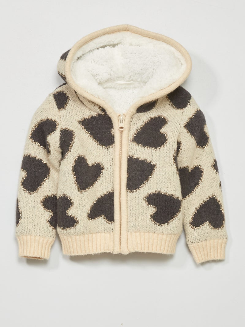 Un cardigan lavorato a maglia con cappuccio BEIGE - Kiabi