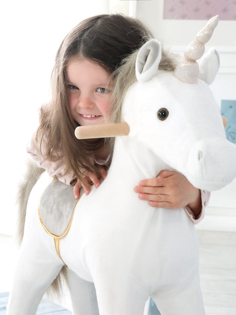 Unicorno a dondolo con sella e briglie per bebè da 18 mesi – "Roba" Bianco Argentato - Kiabi