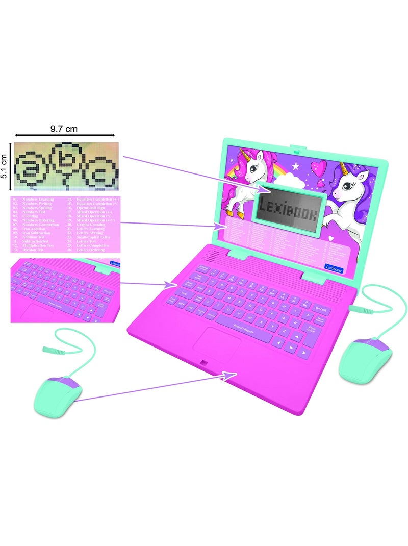 Unicorno portatile educativo parlante bilingue 124 attività in inglese e italiano Rosa - Kiabi