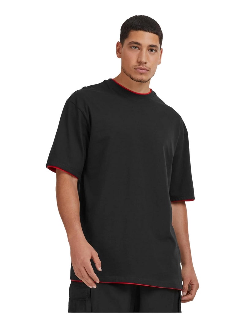 Urban Classics Maglietta Alto Dettaglio a Contrasto Uomo Nero Rosso - Kiabi