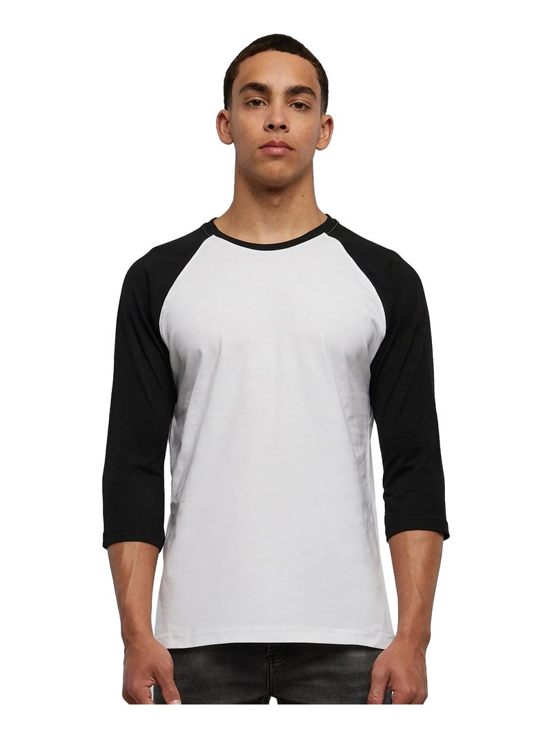 Urban Classics Maglietta Contrasto Raglan Manica a 3/4 Uomo Bianco Nero - Kiabi