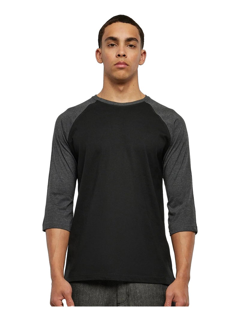 Urban Classics Maglietta Contrasto Raglan Manica a 3/4 Uomo Nero - Kiabi