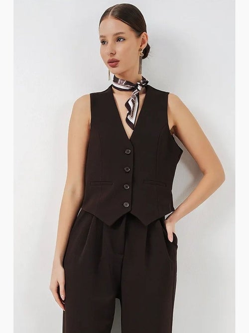 V-neck buttoned cotton-polyester vest bdart - Kiabi