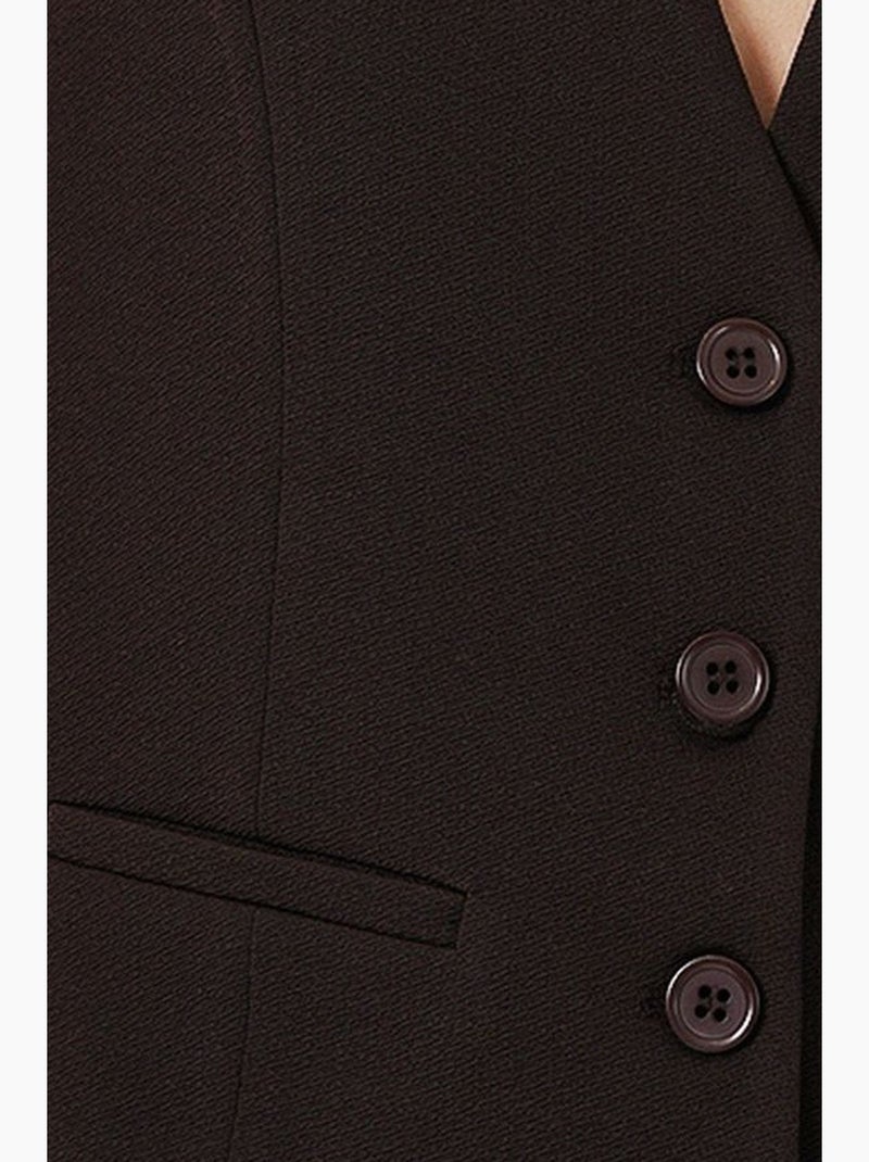 V-neck buttoned cotton-polyester vest bdart Marrone scuro - Kiabi