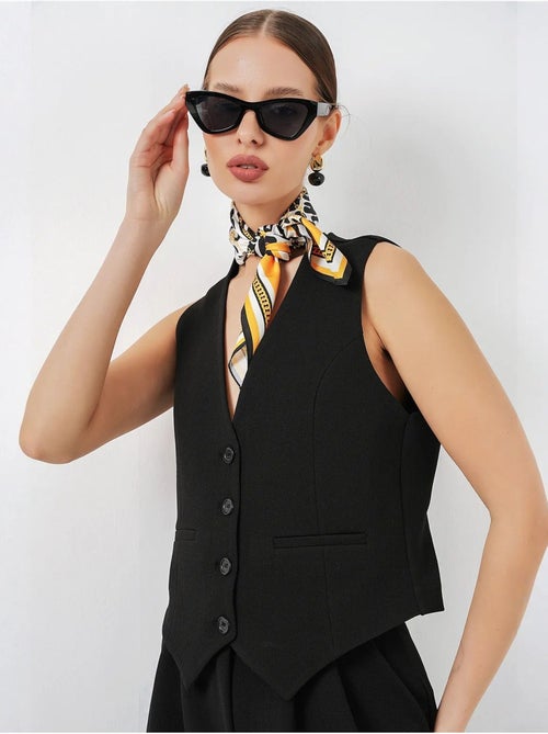 V-neck buttoned cotton-polyester vest bdart - Kiabi