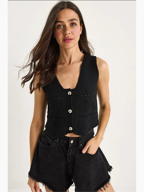 V-neck thick strap knit vest lucci - Kiabi V-neck thick strap knit vest lucci - Kiabi