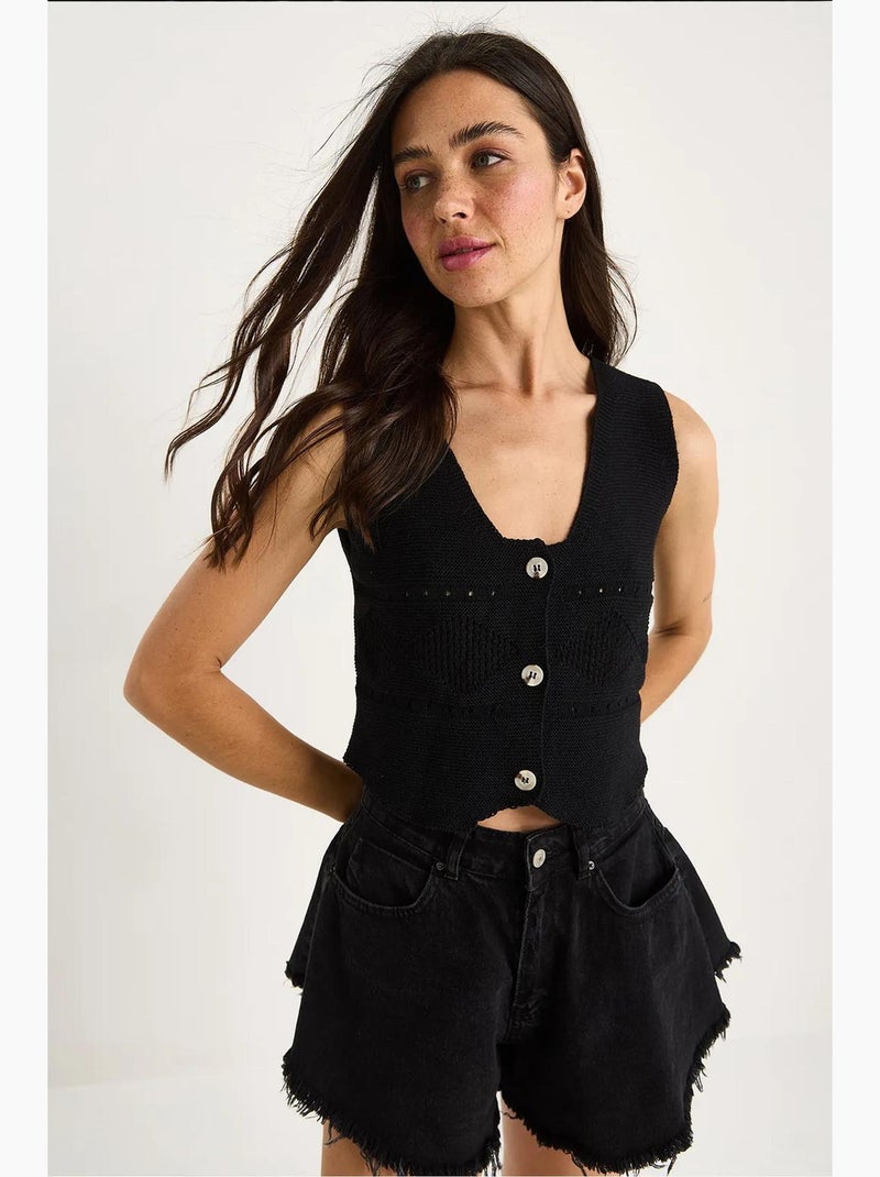 V-neck thick strap knit vest lucci Nero - Kiabi