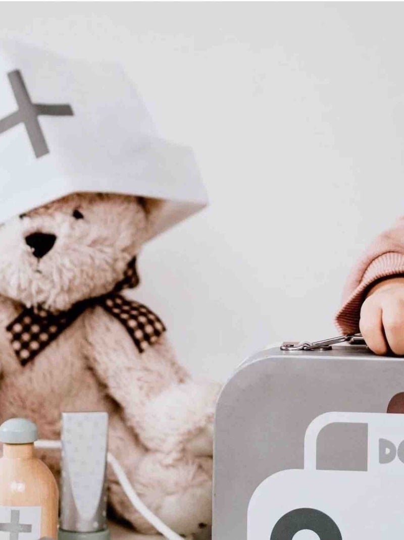 Valigetta del dottore in legno per bambini | gioco educativo e creativo | JaBaDaBaDo Grigio - Kiabi