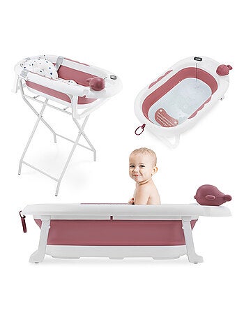 Vasca da bagno pieghevole neonato con termometro lcd e riduttore