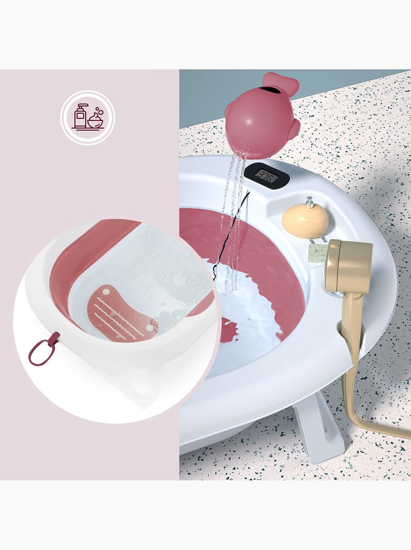 Vasca da bagno pieghevole neonato con termometro lcd e riduttore Rosa - Kiabi
