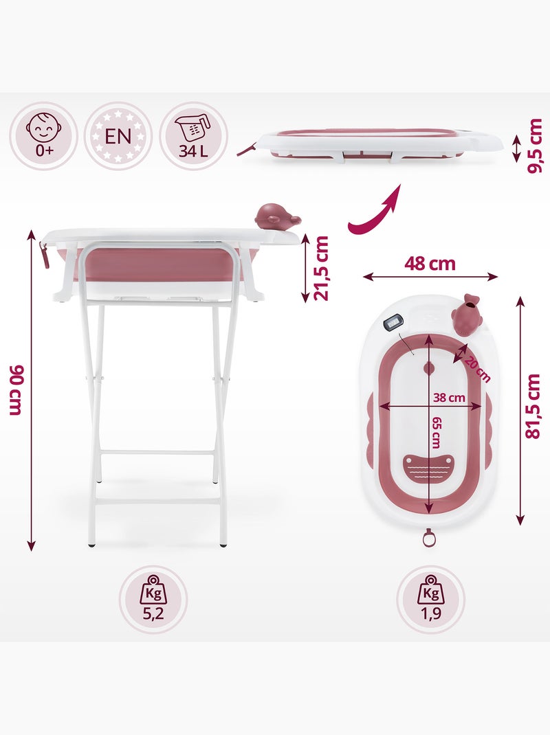 Vasca da bagno pieghevole neonato con termometro lcd e riduttore Rosa - Kiabi