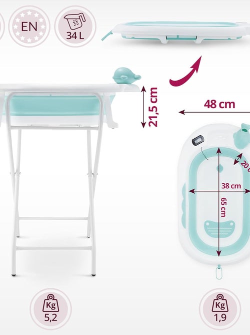Vasca pieghevole neonato verde con termometro e supporto - Kiabi Vasca pieghevole neonato verde con termometro e supporto - Kiabi