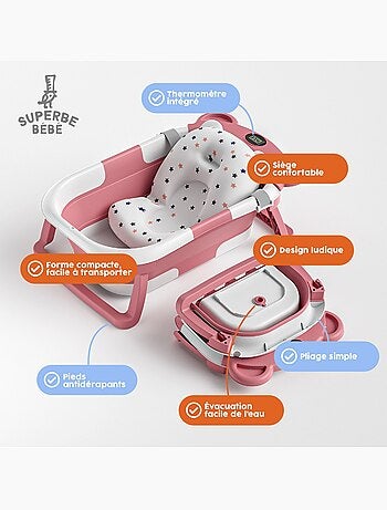 Vaschetta da bagno pieghevole - Termometro e cuscino inclusi - BEAR | SUPERBE BEBE