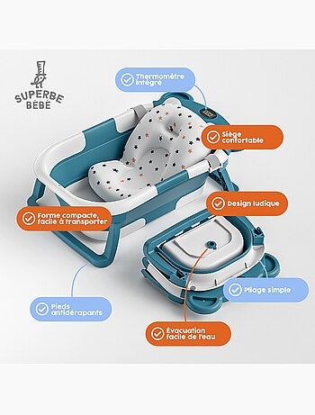 Vaschetta da bagno pieghevole - Termometro e cuscino inclusi - BEAR | SUPERBE BEBE