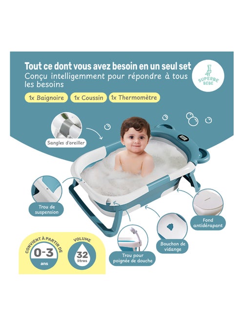 Vaschetta da bagno pieghevole - Termometro e cuscino inclusi - BEAR | SUPERBE BEBE - Kiabi