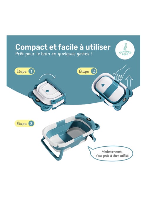 Vaschetta da bagno pieghevole - Termometro e cuscino inclusi - BEAR | SUPERBE BEBE - Kiabi