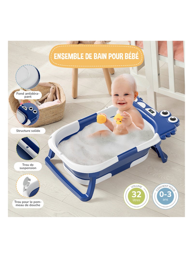 Vaschetta da bagno pieghevole - Termometro e cuscino inclusi - DINO | SUPERBE BEBE Blu - Kiabi