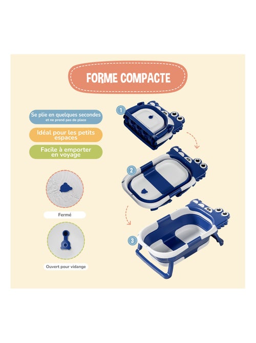 Vaschetta da bagno pieghevole - Termometro e cuscino inclusi - DINO | SUPERBE BEBE - Kiabi