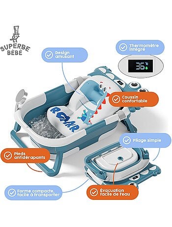 Vaschetta da bagno pieghevole - Termometro e cuscino inclusi - DINO | SUPERBE BEBE