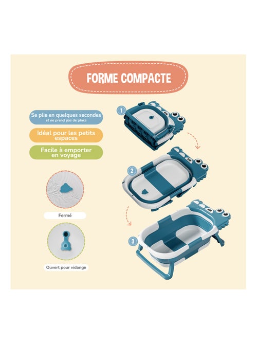 Vaschetta da bagno pieghevole - Termometro e cuscino inclusi - DINO | SUPERBE BEBE - Kiabi