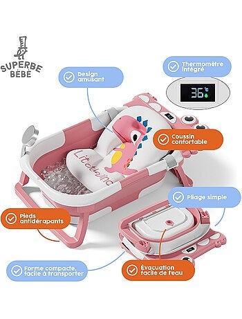 Vaschetta da bagno pieghevole - Termometro e cuscino inclusi - DINO | SUPERBE BEBE