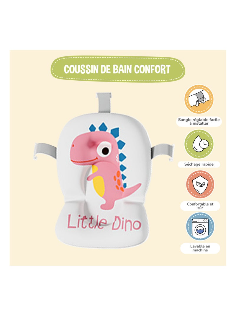 Vaschetta da bagno pieghevole - Termometro e cuscino inclusi - DINO | SUPERBE BEBE Rosa - Kiabi