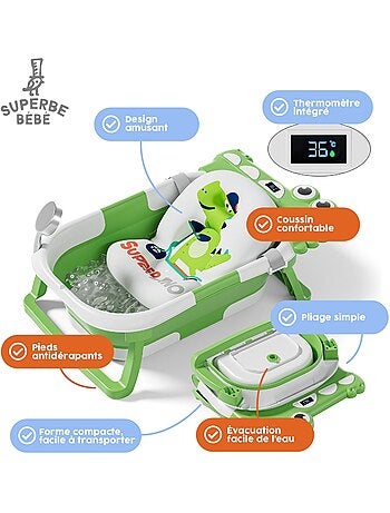 Vaschetta da bagno pieghevole - Termometro e cuscino inclusi - DINO | SUPERBE BEBE