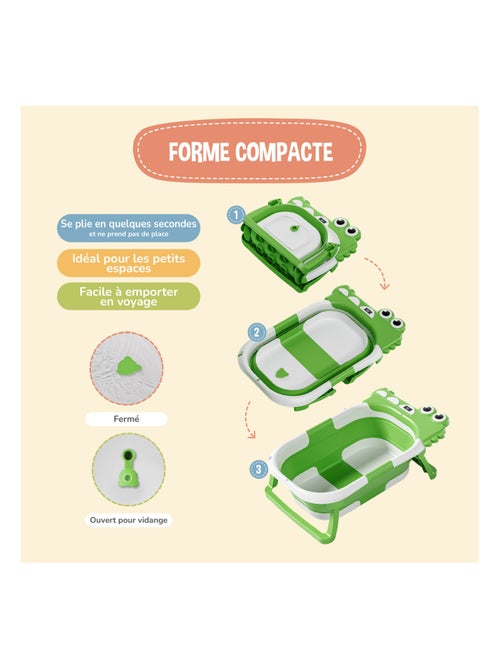 Vaschetta da bagno pieghevole - Termometro e cuscino inclusi - DINO | SUPERBE BEBE - Kiabi