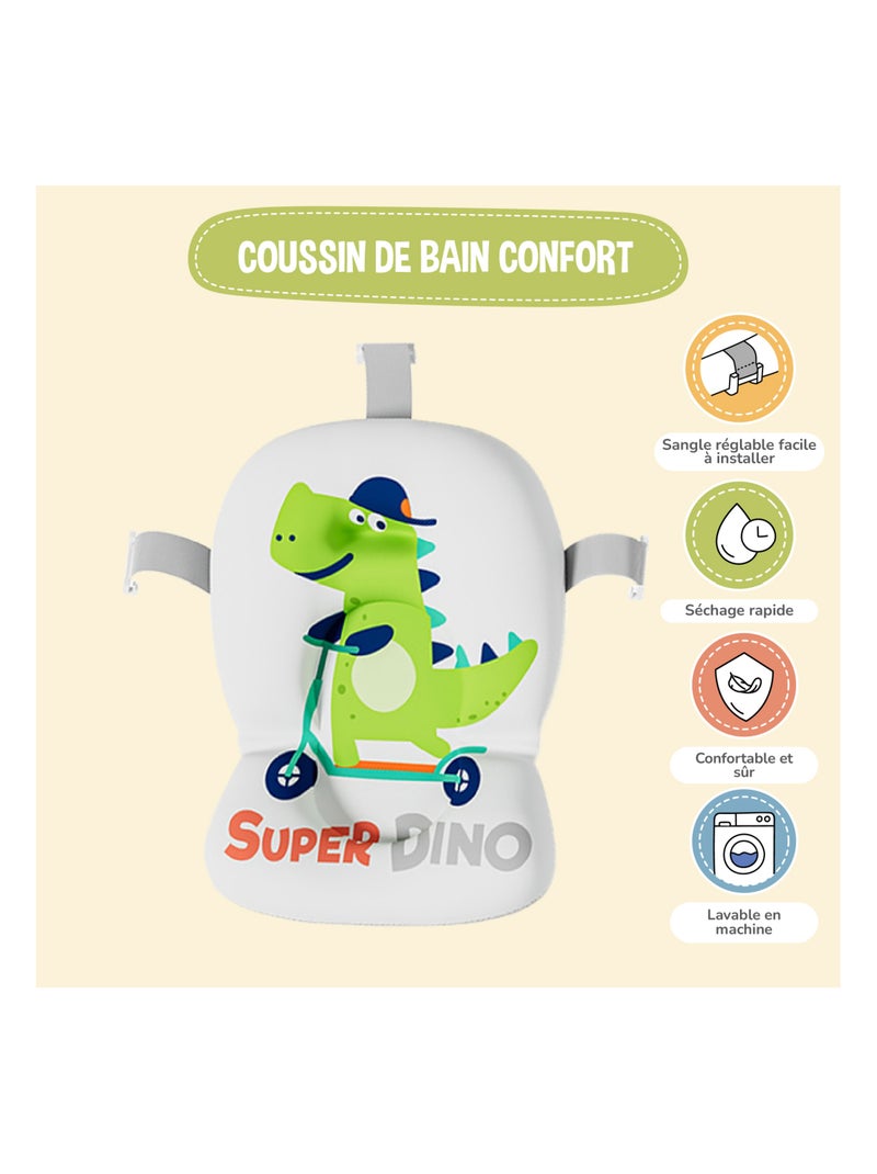 Vaschetta da bagno pieghevole - Termometro e cuscino inclusi - DINO | SUPERBE BEBE Verde chiaro - Kiabi