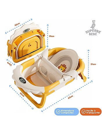 Vaschetta da bagno pieghevole - Termometro e cuscino inclusi - LION | SUPERBE BEBE