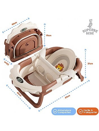 Vaschetta da bagno pieghevole - Termometro e cuscino inclusi - LION | SUPERBE BEBE