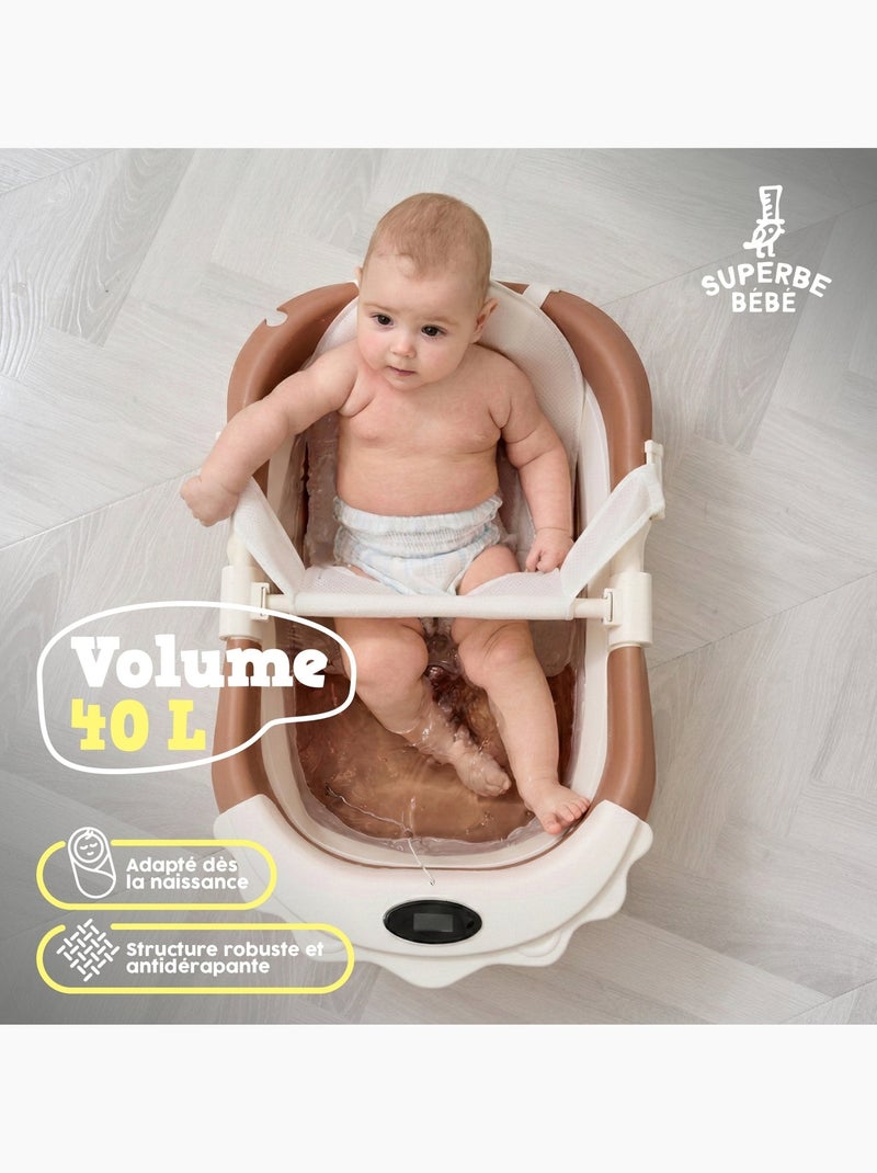 Vaschetta da bagno pieghevole - Termometro e cuscino inclusi - LION | SUPERBE BEBE Marrone - Kiabi