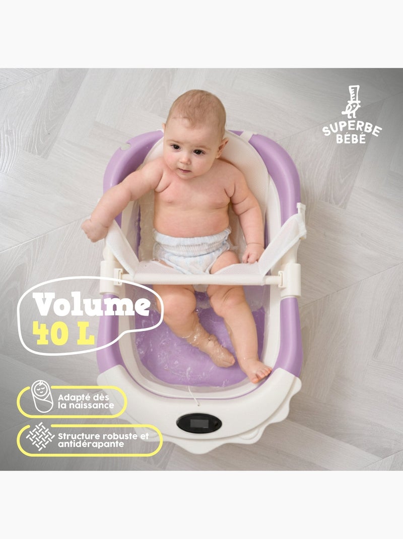 Vaschetta da bagno pieghevole - Termometro e cuscino inclusi - LION | SUPERBE BEBE Viola - Kiabi