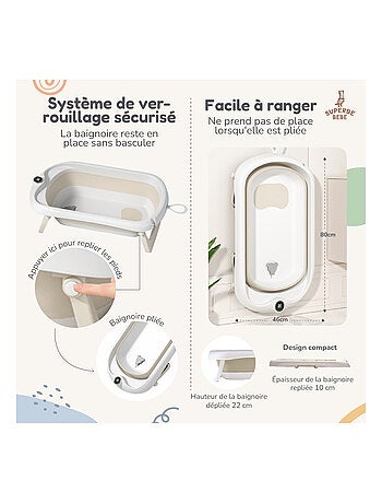 Vaschetta da bagno pieghevole - Termometro e sdraietta inclusi | SUPERBE BEBE