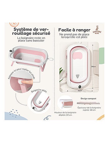 Vaschetta da bagno pieghevole - Termometro e sdraietta inclusi | SUPERBE BEBE