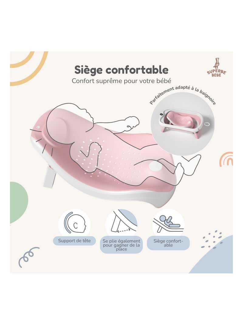 Vaschetta da bagno pieghevole - Termometro e sdraietta inclusi | SUPERBE BEBE Rosa - Kiabi