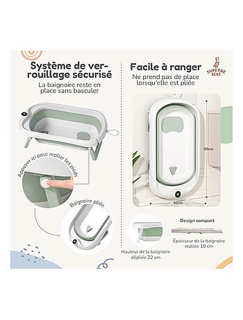 Vaschetta da bagno pieghevole - Termometro e sdraietta inclusi | SUPERBE BEBE