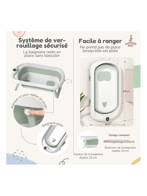 Vaschetta da bagno pieghevole - Termometro e sdraietta inclusi | SUPERBE BEBE - Kiabi