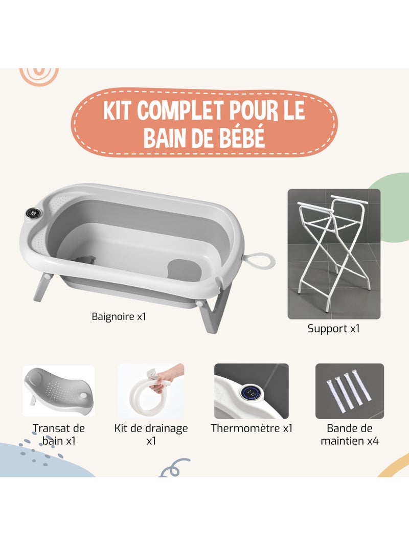 Vaschetta da bagno pieghevole con supporto - Kit completo | SUPERBE BEBE Grigio - Kiabi