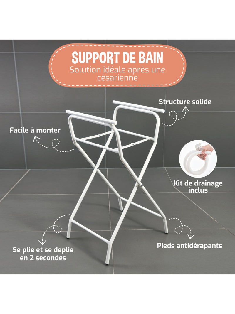 Vaschetta da bagno pieghevole con supporto - Kit completo | SUPERBE BEBE Grigio - Kiabi