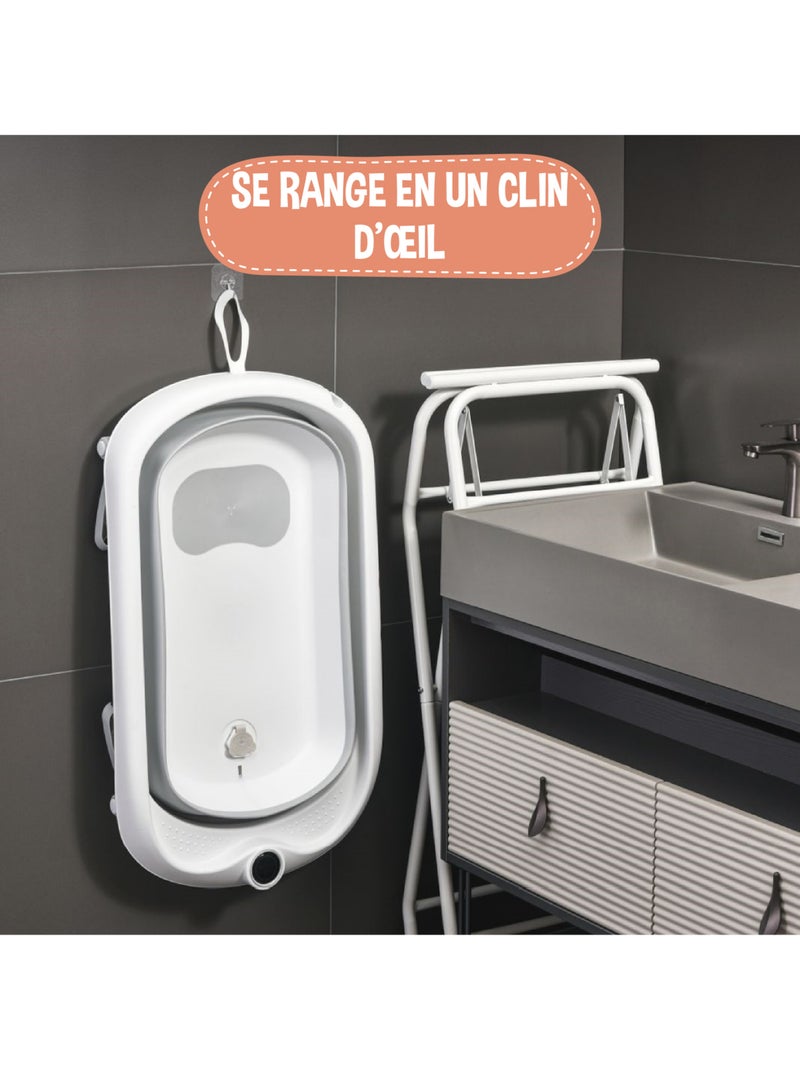 Vaschetta da bagno pieghevole con supporto - Kit completo | SUPERBE BEBE Grigio - Kiabi