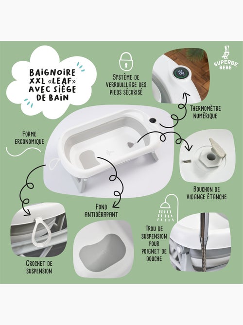 Vaschetta da bagno pieghevole con supporto - Kit completo | SUPERBE BEBE - Kiabi
