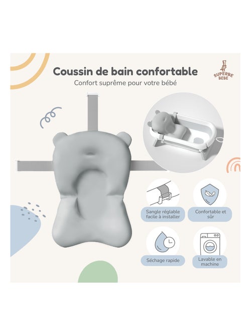 Vaschetta da bagno pieghevole per neonati - Termometro e cuscino inclusi | SUPERBE BEBE - Kiabi