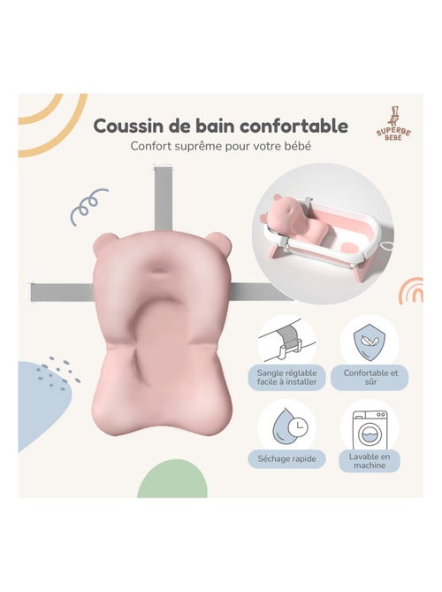 Vaschetta da bagno pieghevole per neonati - Termometro e cuscino inclusi | SUPERBE BEBE - Kiabi
