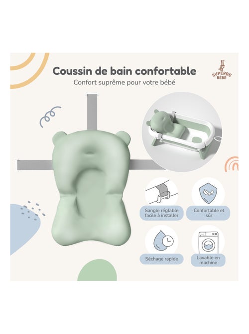 Vaschetta da bagno pieghevole per neonati - Termometro e cuscino inclusi | SUPERBE BEBE - Kiabi